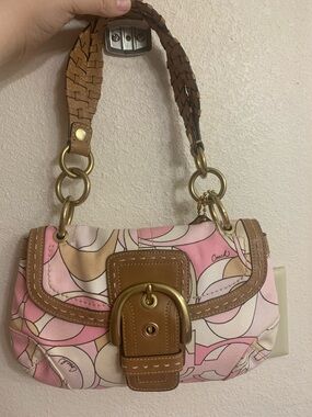 Vintage Black Coach Optic Pink Soho Shoulder Bag